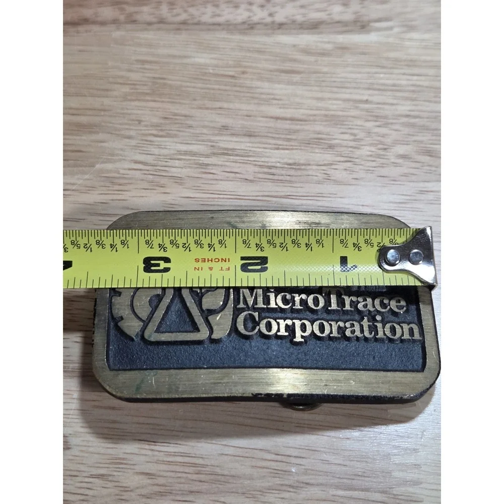 Vintage American MicroTrace Corp Solid Brass DynaBuckle Belt Buckle Provo Utah